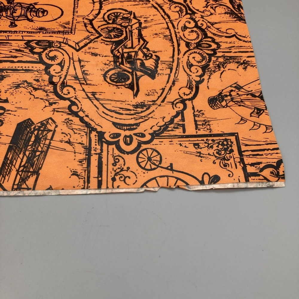 Vintage 1 Sheet 20"x30" Modes Of Transportation Gift Wrap Orange Black - Picture 3 of 9